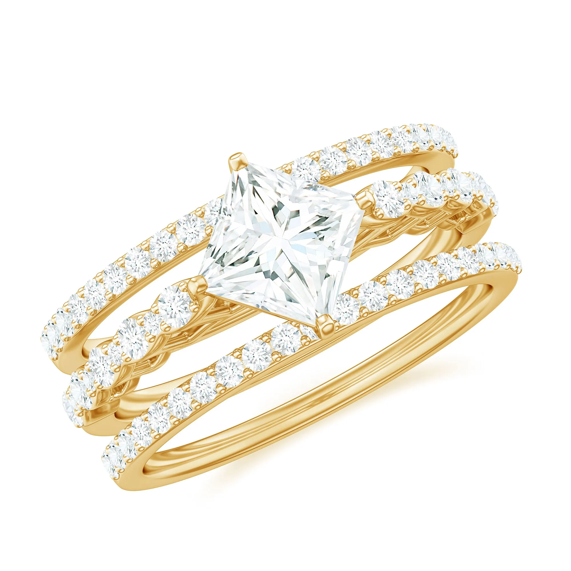 Princess Moissanite Wedding Ring Set