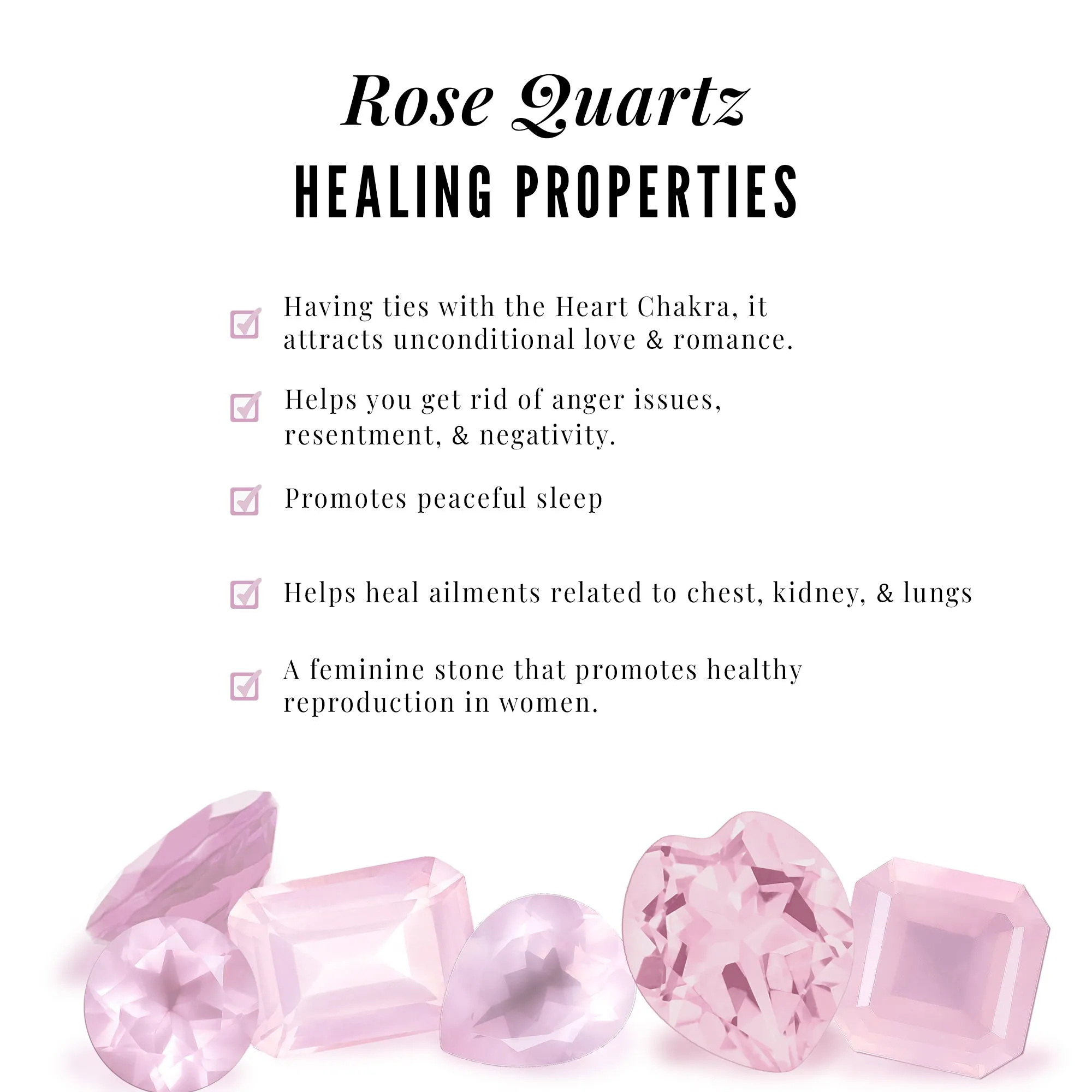 Real Rose Quartz and Moissanite Stackable Ring Set