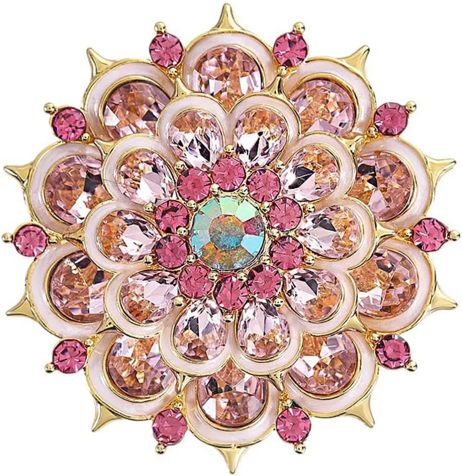 Rhinestone Crystal Flower Brooch Pin Sparkling Large Crystal Sunflower Brooch Vintage Floral Lapel Pins Rhinestone Flower Bouquet Broochs Rose Snowflake Broochs Wedding Bridal Dress Jewelry for Women