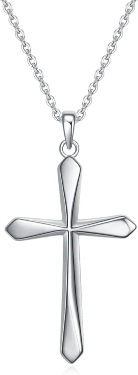 Rnivida 925 Sterling Silver Cross Pendant Necklace, Simple Cross Jewelry Gift for Women