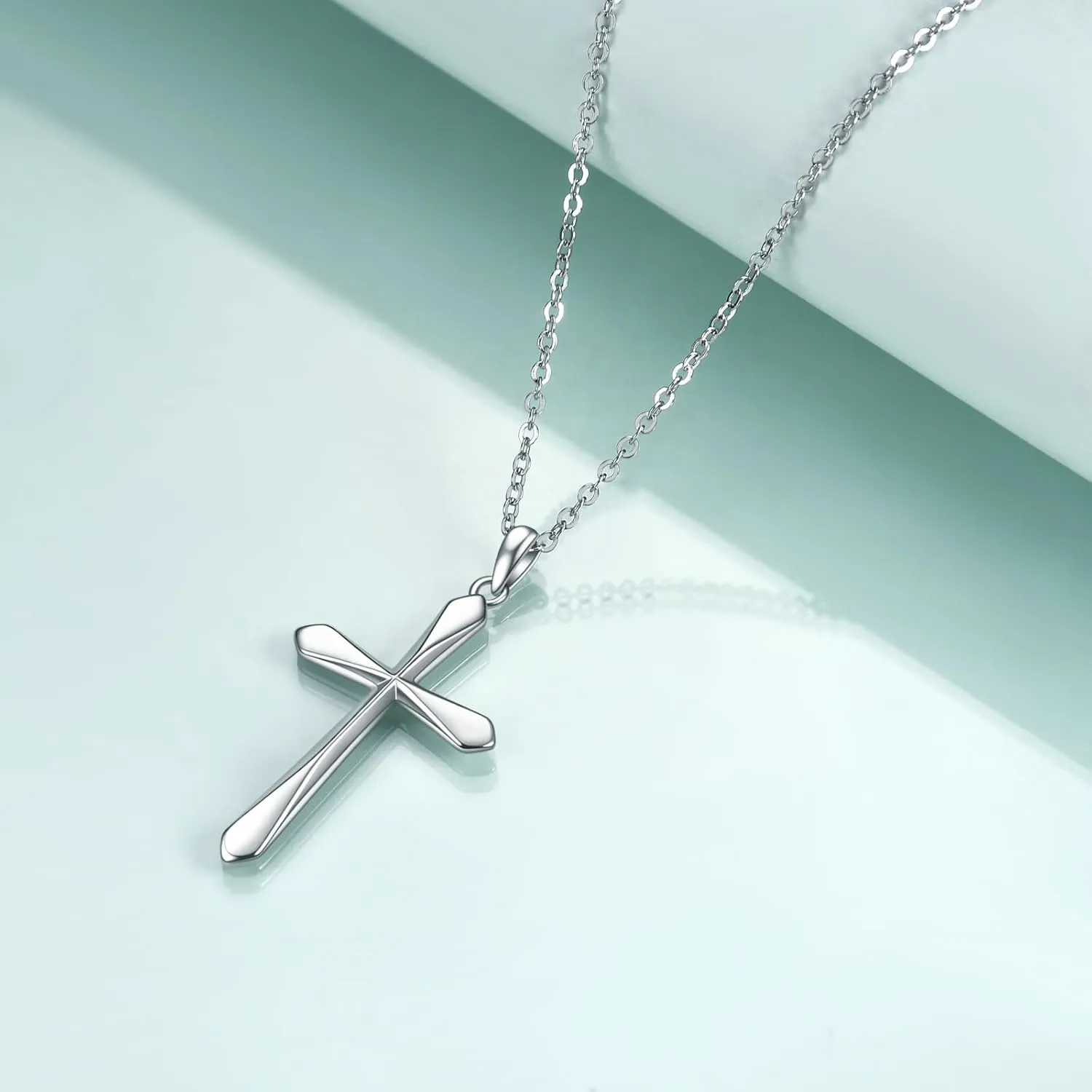 Rnivida 925 Sterling Silver Cross Pendant Necklace, Simple Cross Jewelry Gift for Women