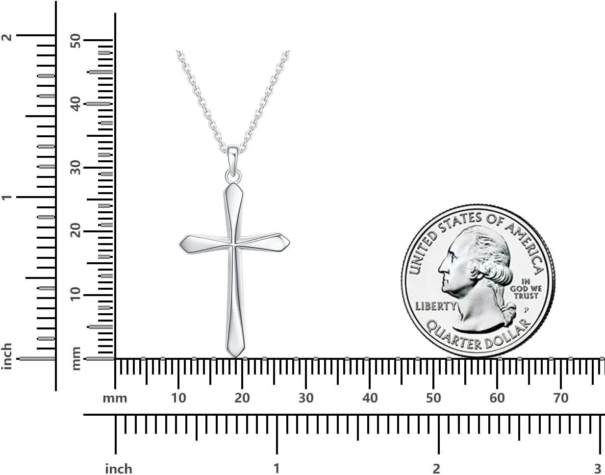 Rnivida 925 Sterling Silver Cross Pendant Necklace, Simple Cross Jewelry Gift for Women