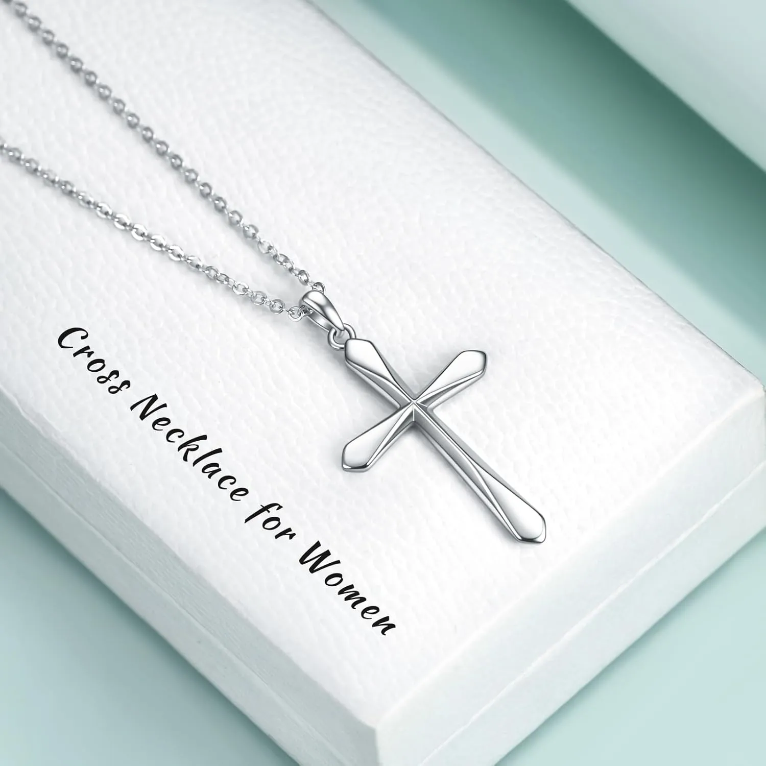 Rnivida 925 Sterling Silver Cross Pendant Necklace, Simple Cross Jewelry Gift for Women