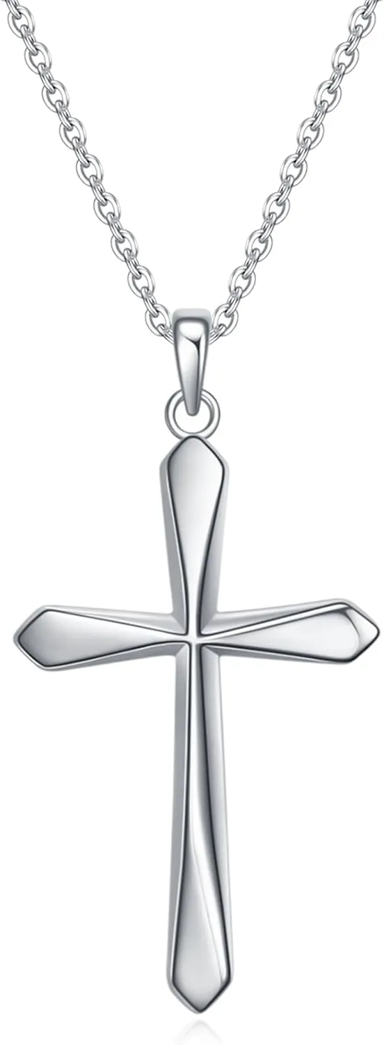 Rnivida 925 Sterling Silver Cross Pendant Necklace, Simple Cross Jewelry Gift for Women