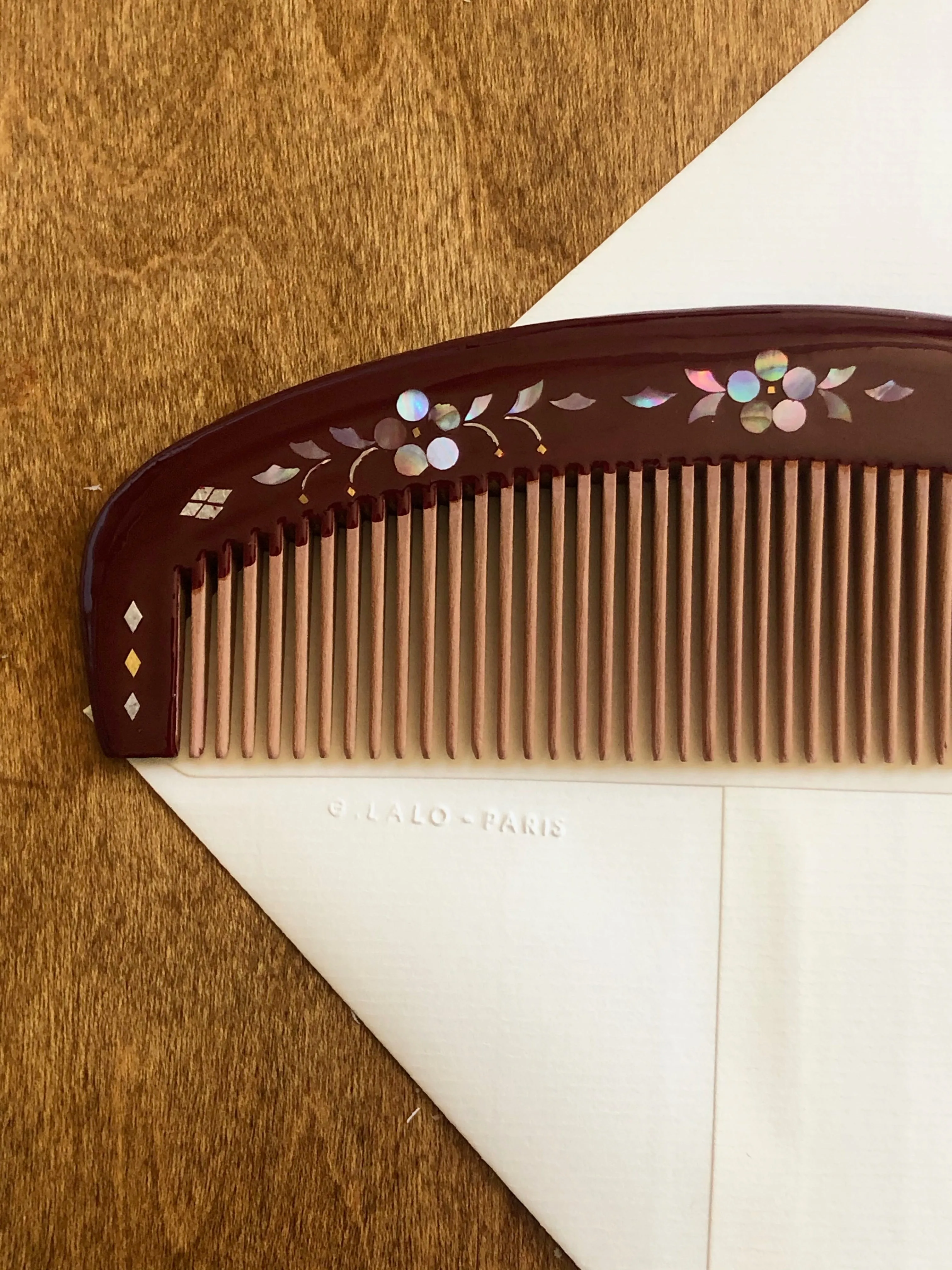 Sakura burgundy Lacquer Hair Comb 9"