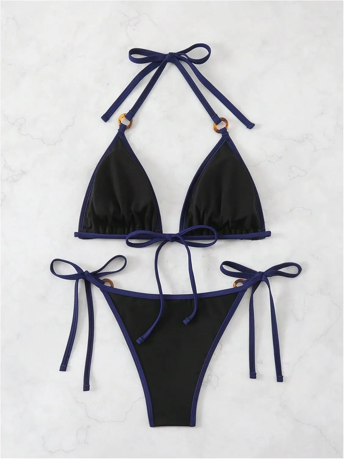 SHENHE Women's Sexy Bikini Sets Ring Triangle Tie Bathing Suits 2 Piece Swimsuits