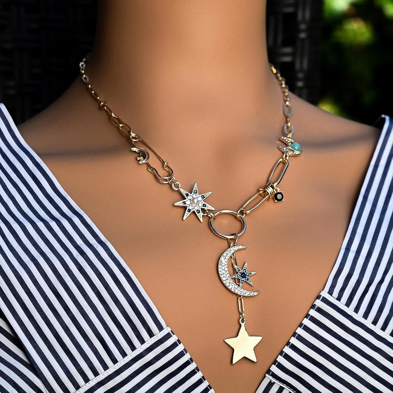 Sun Heart Necklace for Women 18K Gold Plated Heart Pendent Necklace Chunky Chain Choker Necklace Hip Hop Charm Necklace Unisex Necklace