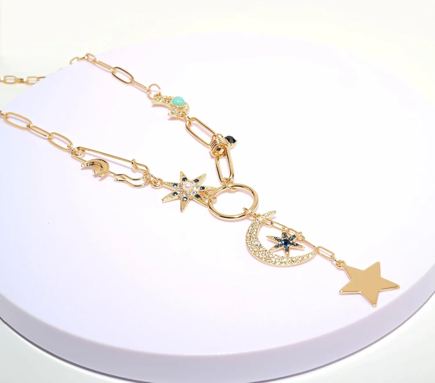 Sun Heart Necklace for Women 18K Gold Plated Heart Pendent Necklace Chunky Chain Choker Necklace Hip Hop Charm Necklace Unisex Necklace