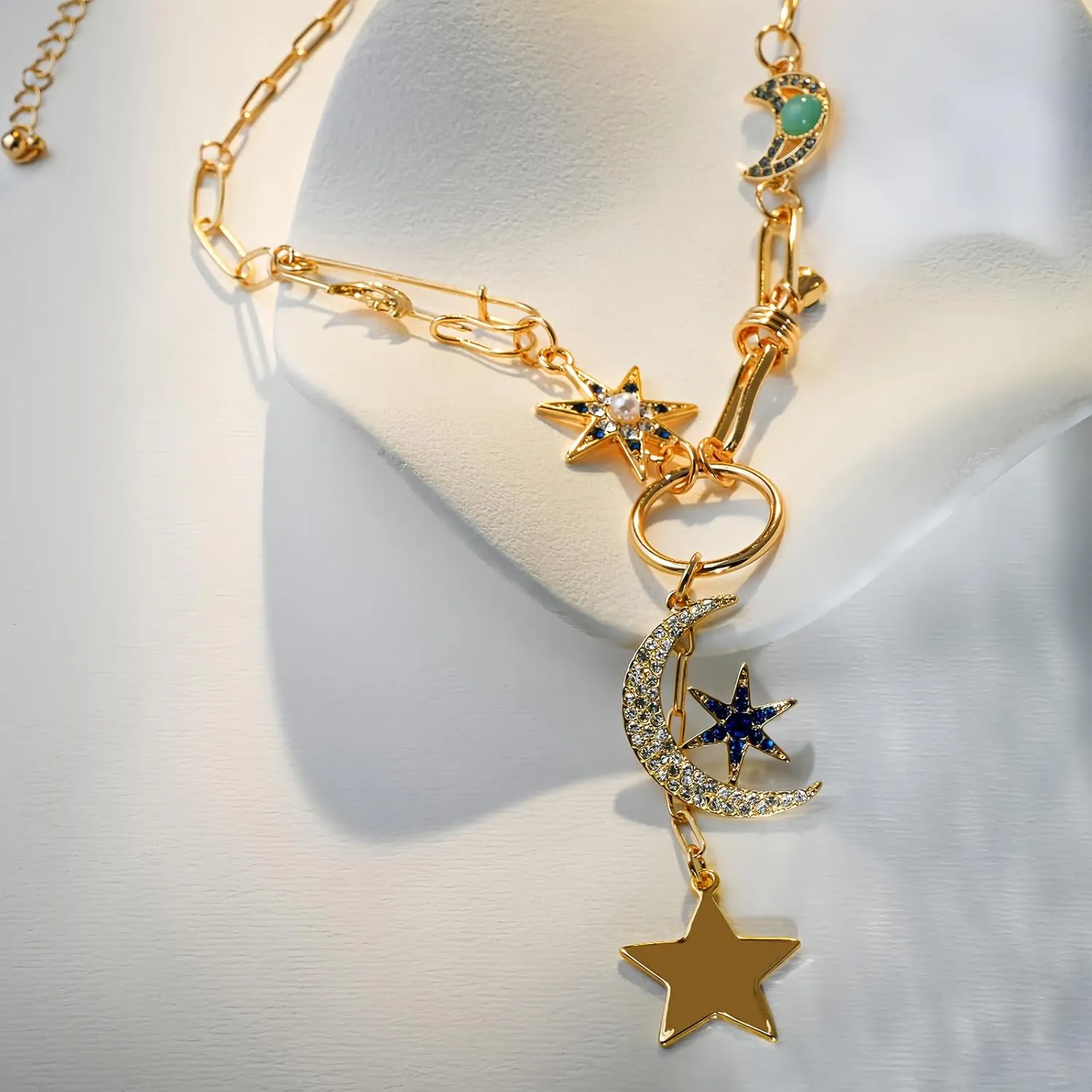 Sun Heart Necklace for Women 18K Gold Plated Heart Pendent Necklace Chunky Chain Choker Necklace Hip Hop Charm Necklace Unisex Necklace