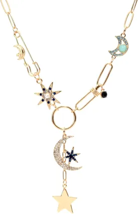 Sun Heart Necklace for Women 18K Gold Plated Heart Pendent Necklace Chunky Chain Choker Necklace Hip Hop Charm Necklace Unisex Necklace