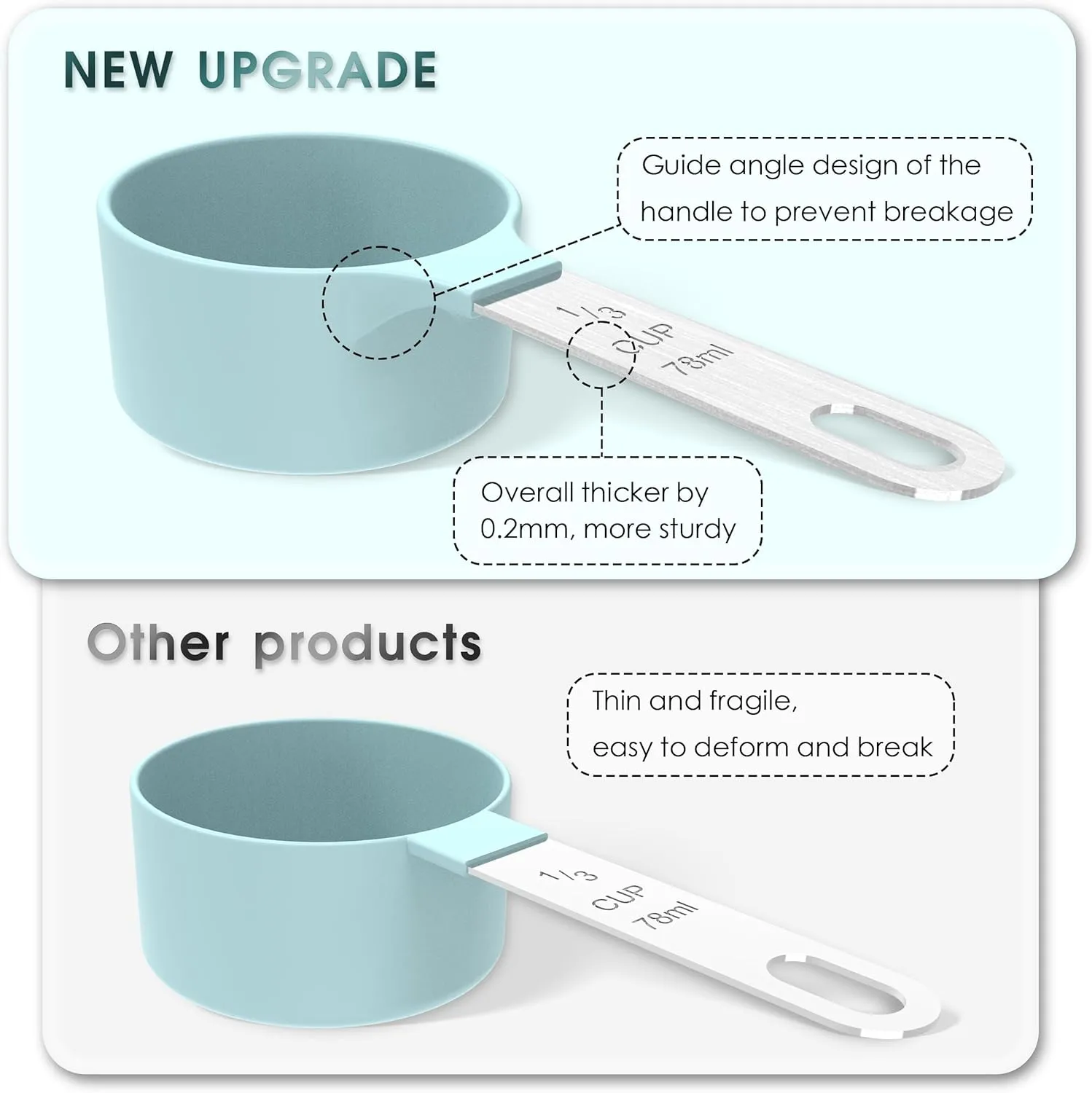 TILUCK Measuring Cups & Spoons Set, Stackable Cups and Spoons, Nesting Measure Cups with Stainless Steel Handle, Kitchen Gadgets for Cooking & Baking (Gray)