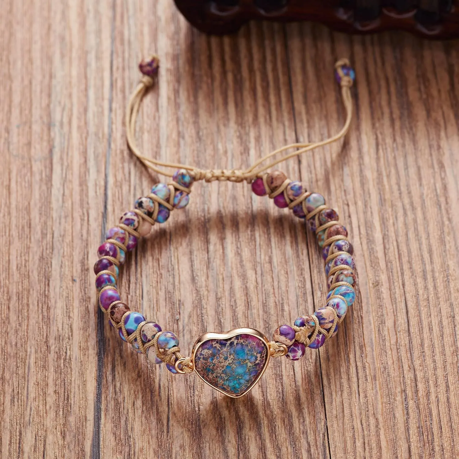 To My Granddaughter-Infinity Forever Love Heart Bracelet, Natural Emperor Stone Double Layer Purple Beaded Woven Wrap Bracelets Adjustable Mind Peace Gift Jewelry