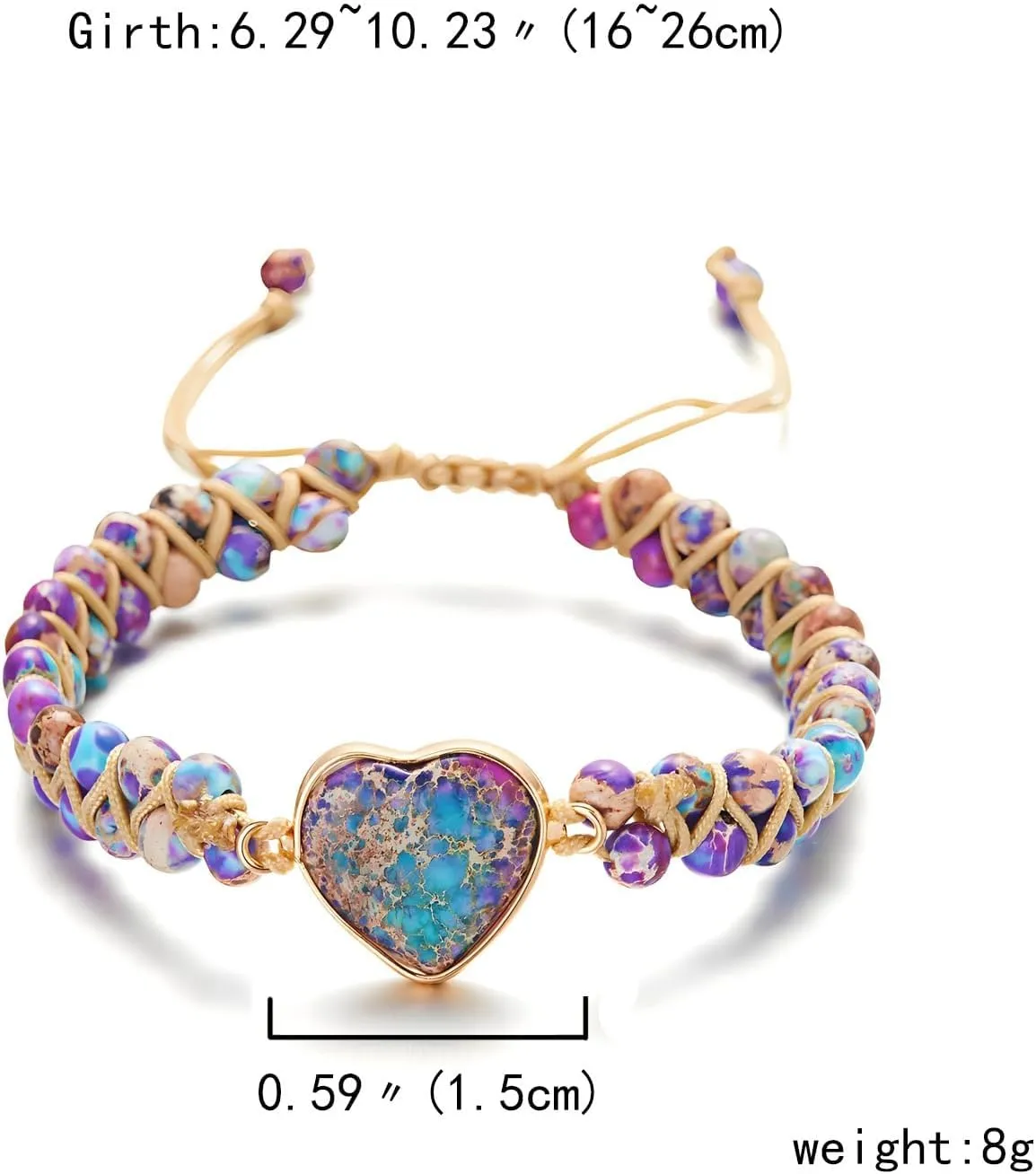 To My Granddaughter-Infinity Forever Love Heart Bracelet, Natural Emperor Stone Double Layer Purple Beaded Woven Wrap Bracelets Adjustable Mind Peace Gift Jewelry