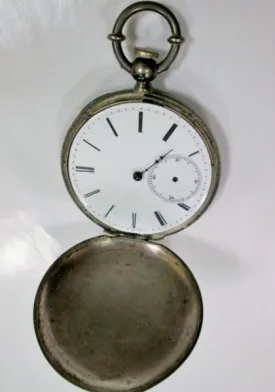 Vintage Antique 2" Old POCKET WATCH Locket Numbered SILVER Hand Painted ESTATE