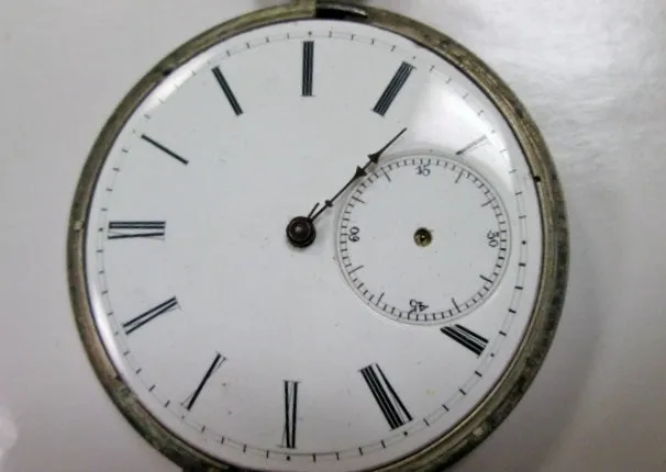 Vintage Antique 2" Old POCKET WATCH Locket Numbered SILVER Hand Painted ESTATE