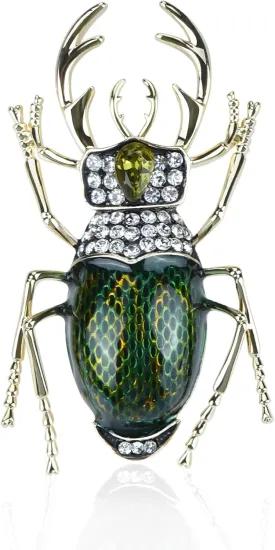 Vintage Rhinestones Crystal Beetle Bug Ename Insect Scarab Brooch Pin Lapel Pin Accessories for Men Women