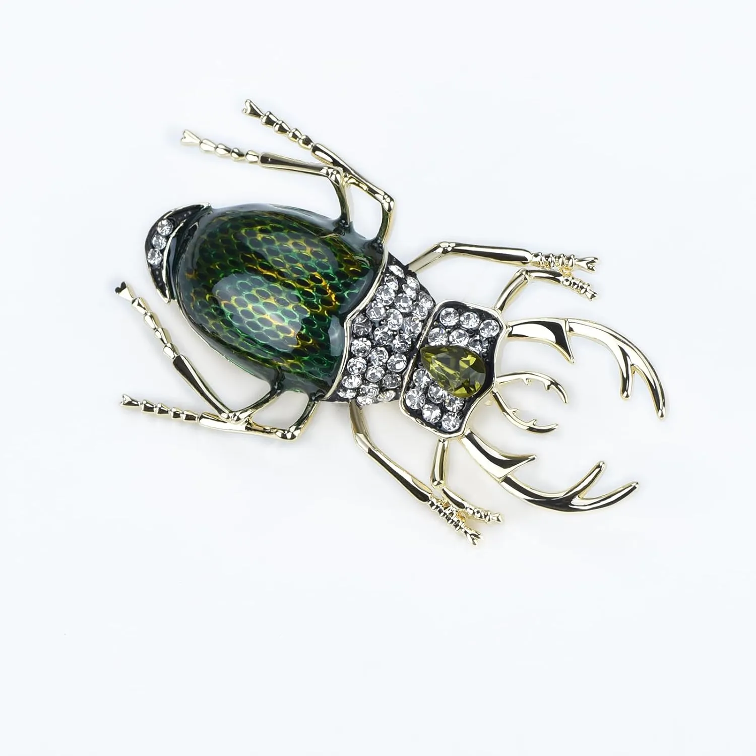 Vintage Rhinestones Crystal Beetle Bug Ename Insect Scarab Brooch Pin Lapel Pin Accessories for Men Women