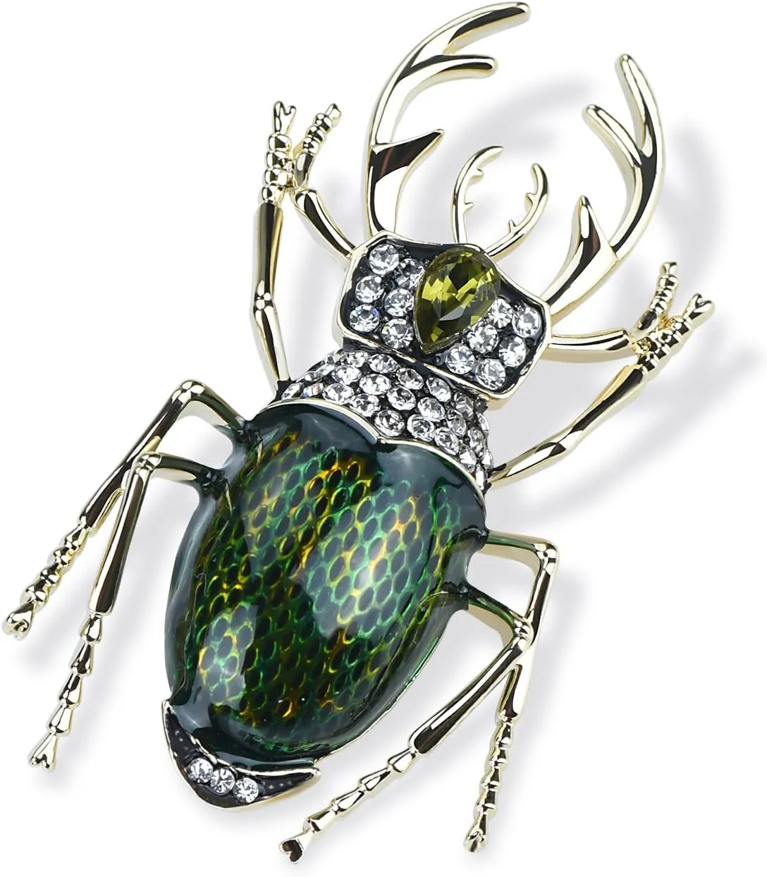 Vintage Rhinestones Crystal Beetle Bug Ename Insect Scarab Brooch Pin Lapel Pin Accessories for Men Women