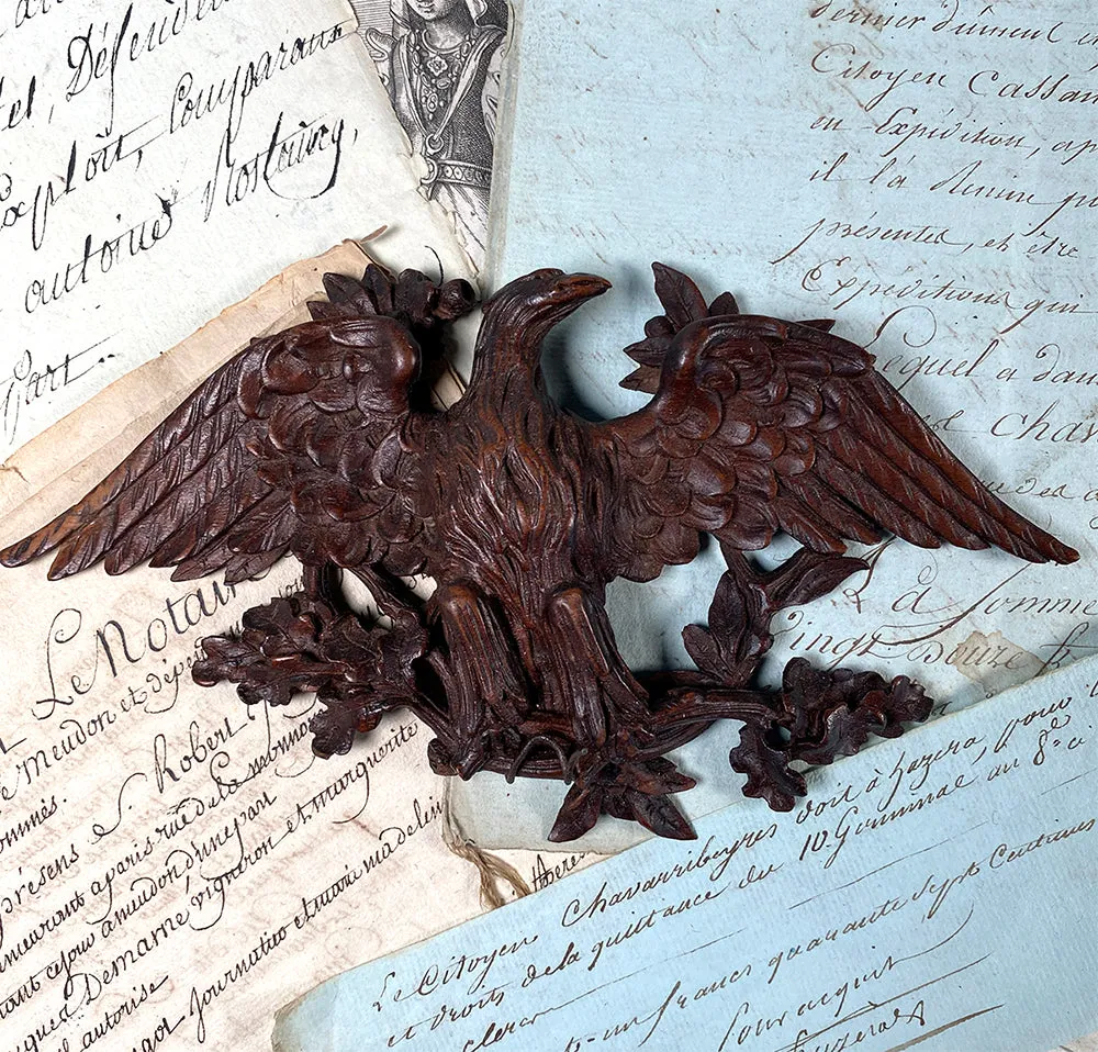 Vintage to Antique Swiss Black Forest Hand Carved Eagle Pocket Watch Stand, Holder, Plaque