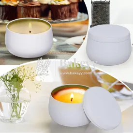 White Candle Tin Box | Empty Decorative Tin Box | Chocolate Box | Candy Box | Gift Box | Pack Of 8