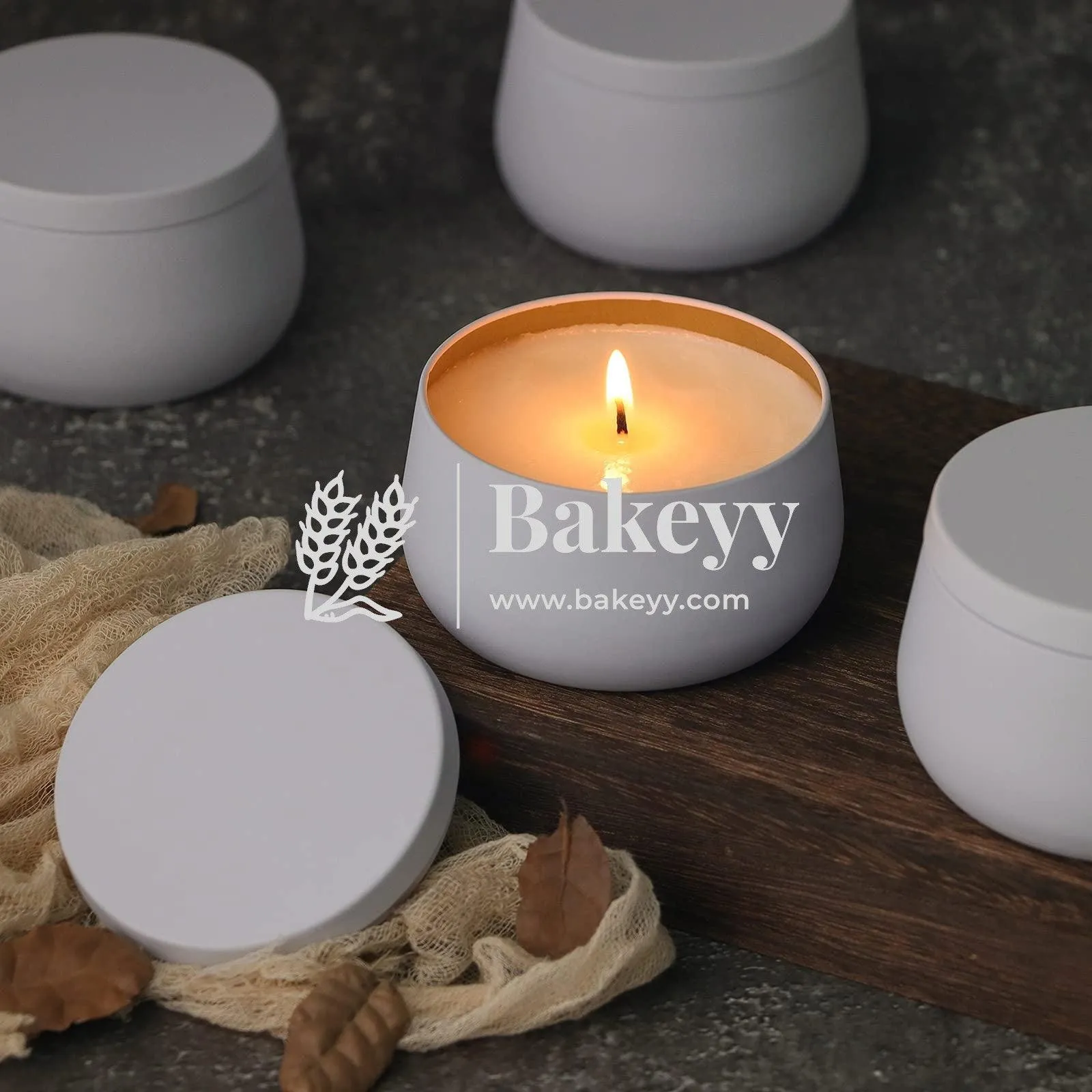 White Candle Tin Box | Empty Decorative Tin Box | Chocolate Box | Candy Box | Gift Box | Pack Of 8