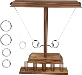Wooden Ring Toss Game - Classic Hook and Ring Toss Game for Adults - Fun Bar Top Game for Parties and Family Gatherings Christmas Games