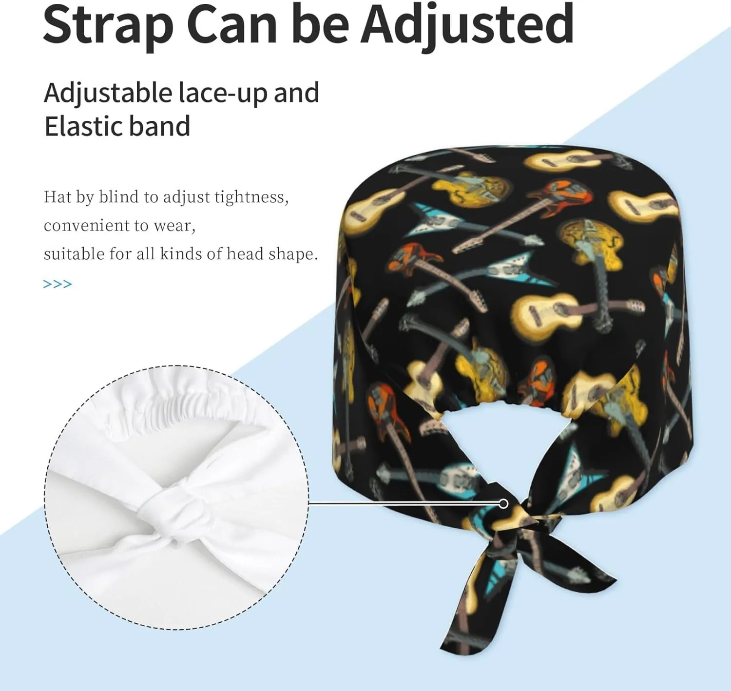 Working Cap Scrub Cap with Sweatband Adjustable Unisex Men Women Tie Back Hat Nurse Surgical Caps
