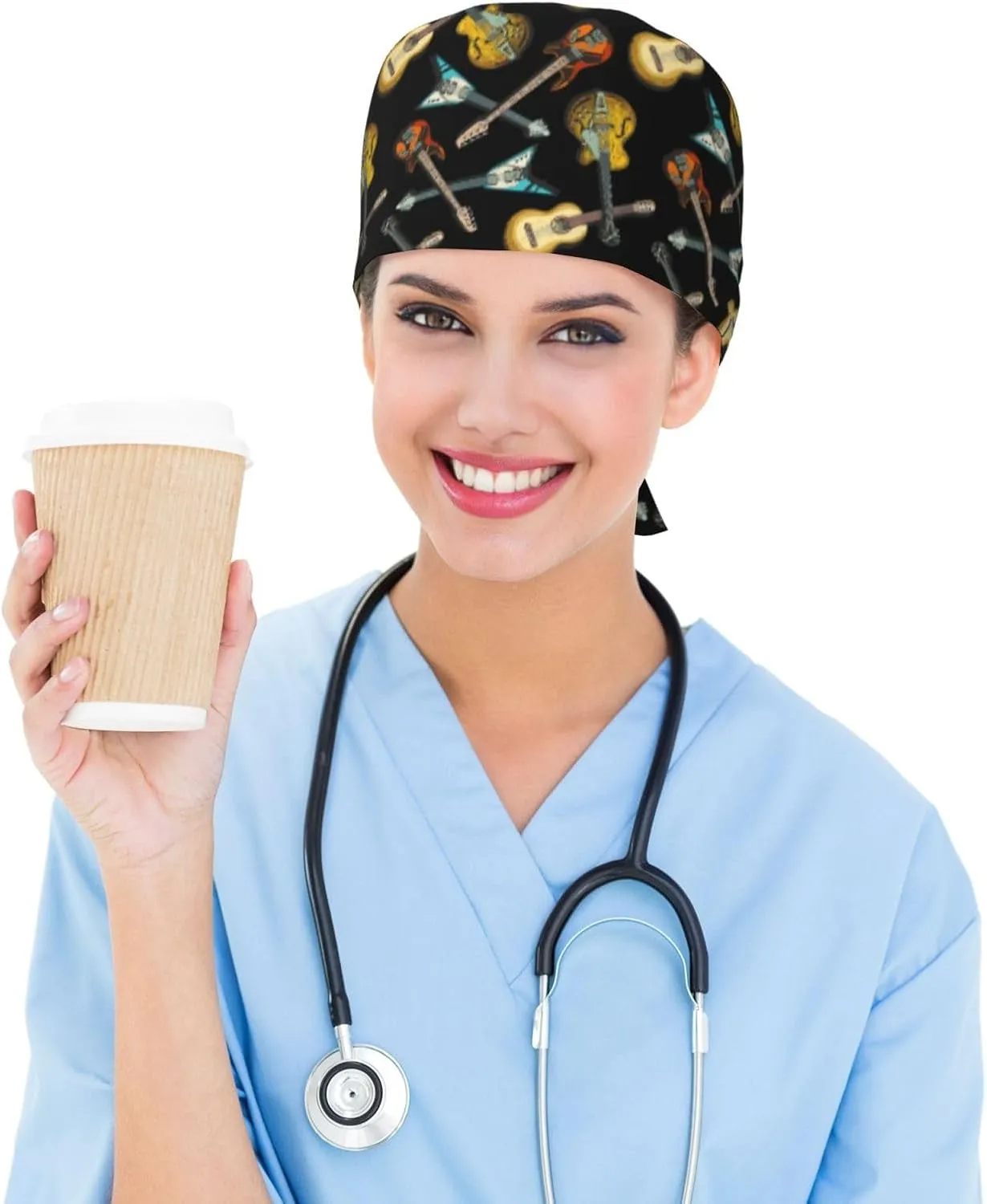 Working Cap Scrub Cap with Sweatband Adjustable Unisex Men Women Tie Back Hat Nurse Surgical Caps