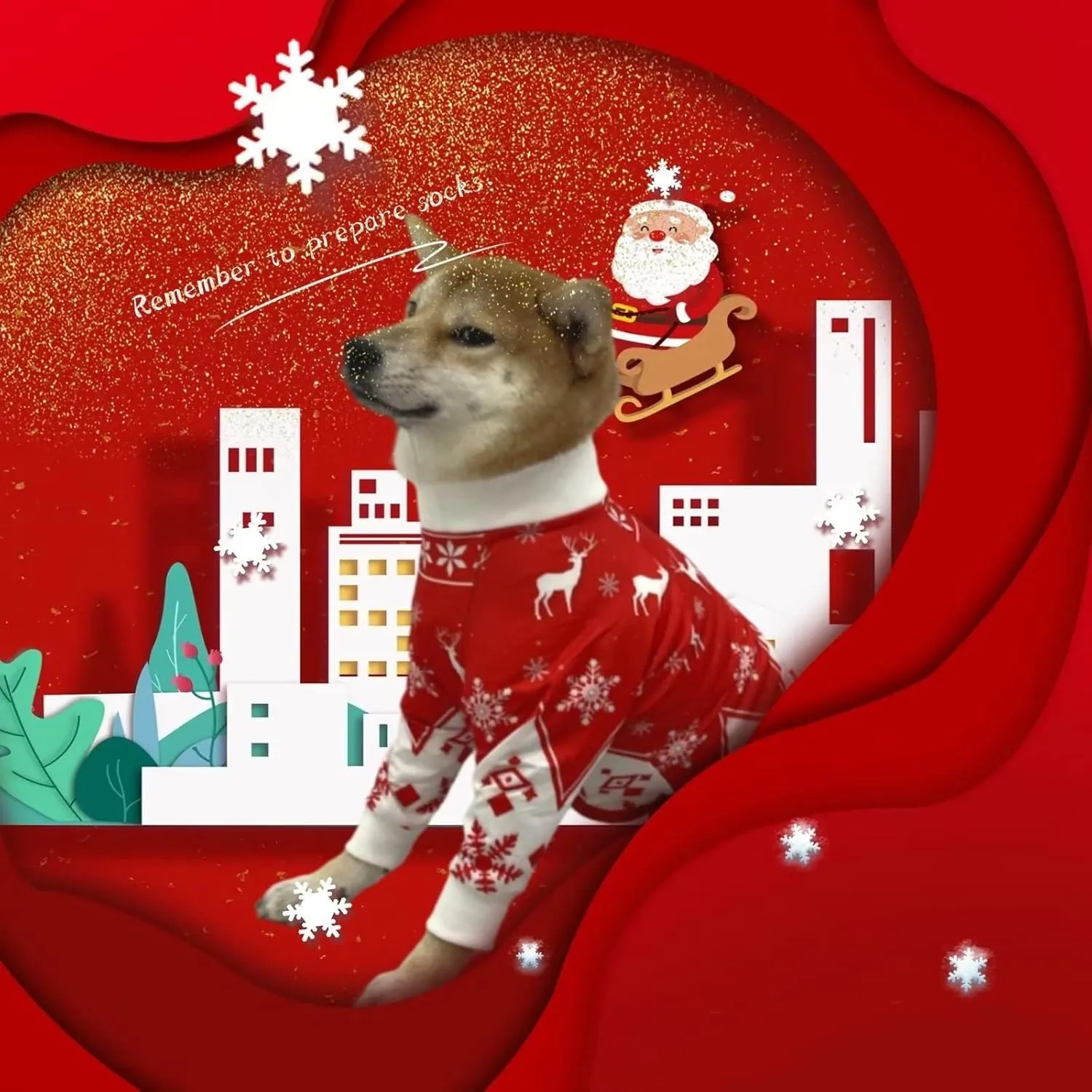 Xqpetlihai Christmas Dog Clothes Dog Onesie Surgery Recovery Suit Dog Pajamas for Large and Medium Dog (S,CH)