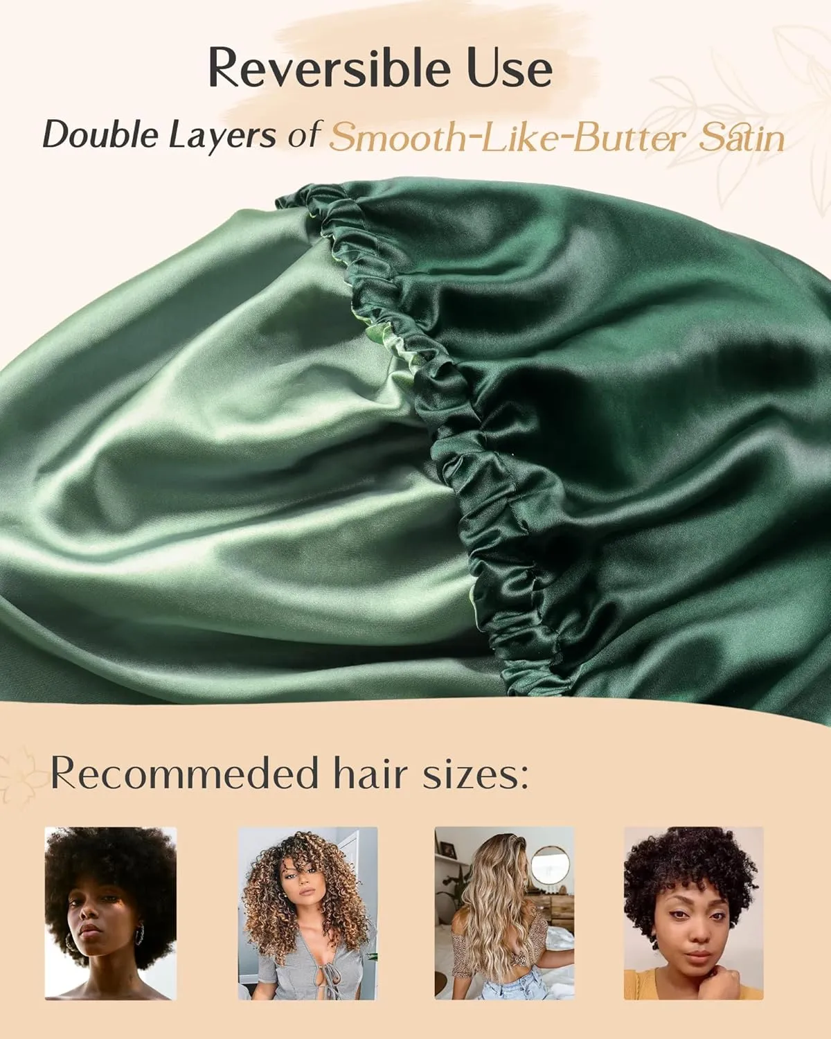 YANIBEST Double Layer Satin Bonnet Silk Bonnet Adjustable Hair Bonnet for Sleeping Bonnets for Women Curly Natural Hair Mom
