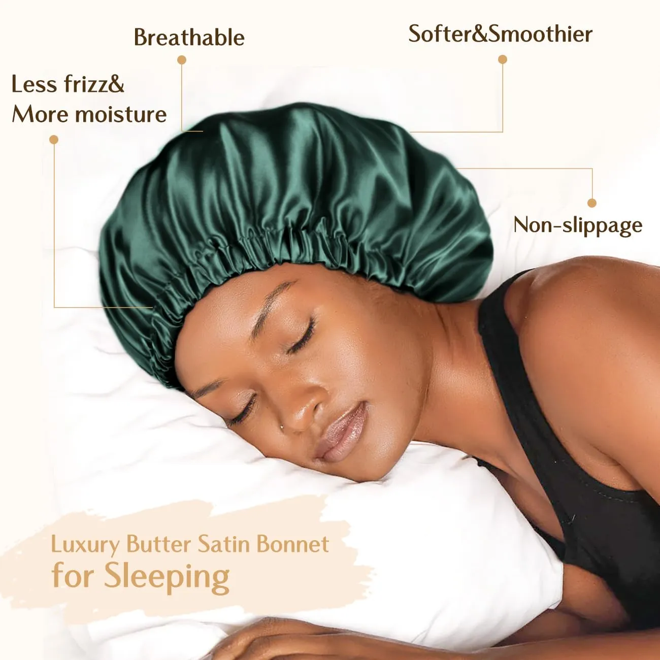 YANIBEST Double Layer Satin Bonnet Silk Bonnet Adjustable Hair Bonnet for Sleeping Bonnets for Women Curly Natural Hair Mom
