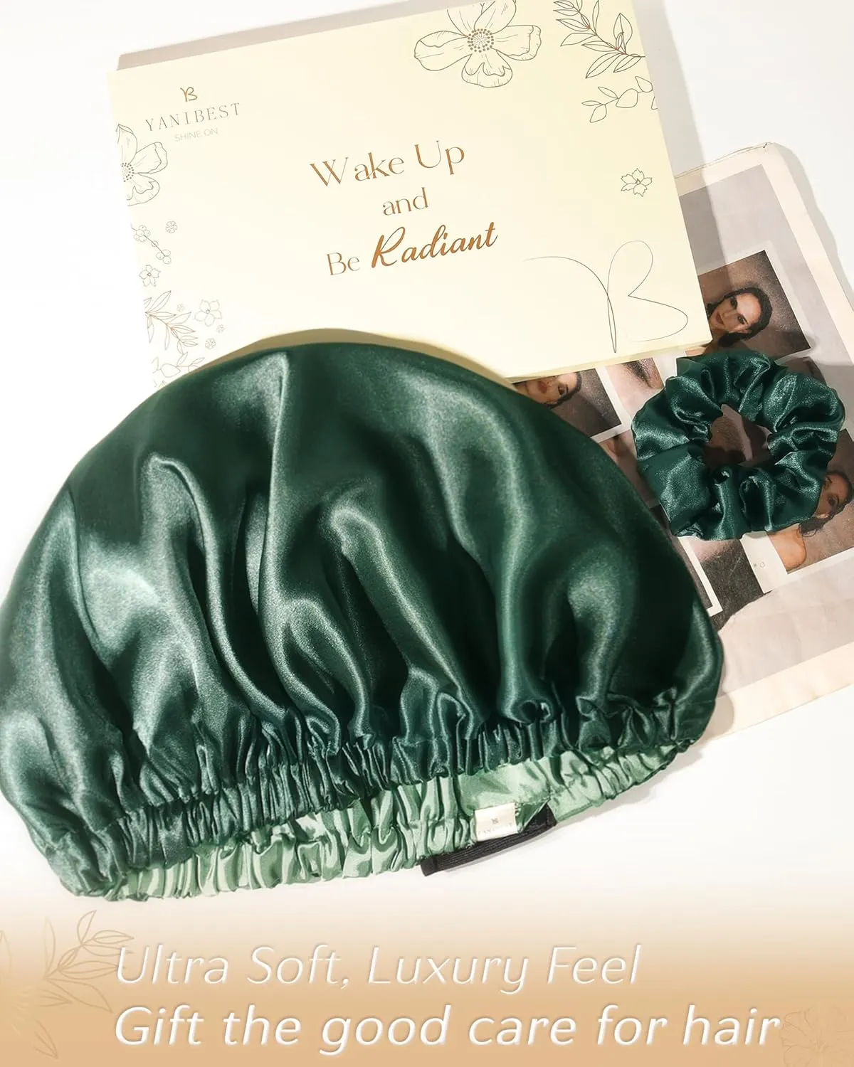 YANIBEST Double Layer Satin Bonnet Silk Bonnet Adjustable Hair Bonnet for Sleeping Bonnets for Women Curly Natural Hair Mom
