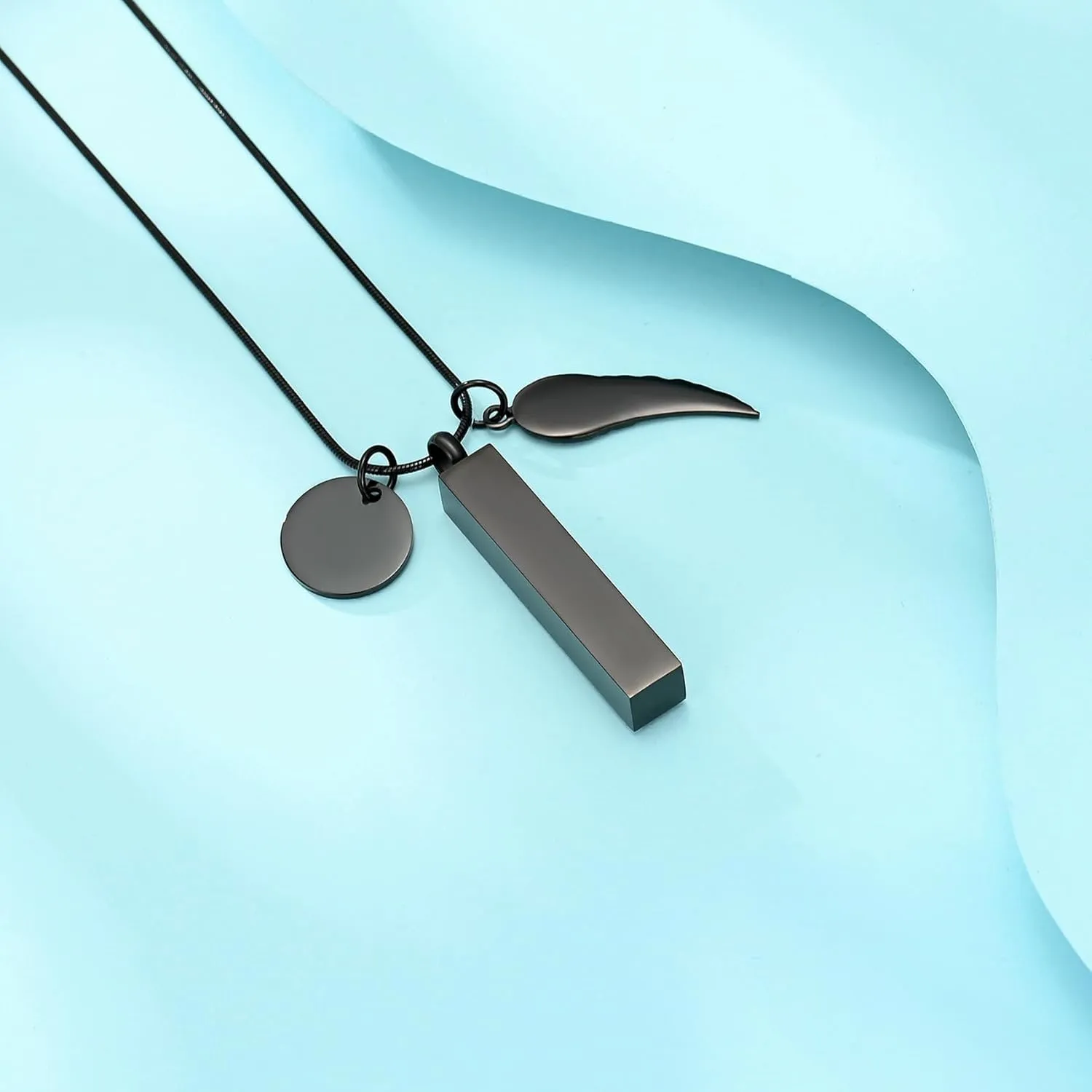 zeqingjw Cremation Jewelry for Ashes for Men Women with Angel Wing Charm Vertical Bar Urn Necklaces for Ashes Keepsake Loved Ones Memorial Vial Pendant